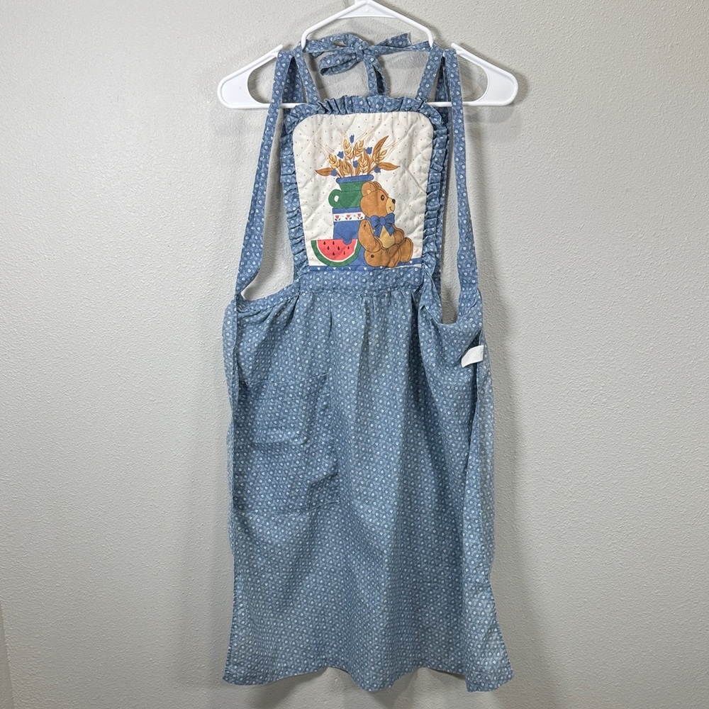 Vintage gourmet gallery Blue Apron with Bear Design country‎ chic Cottagecore